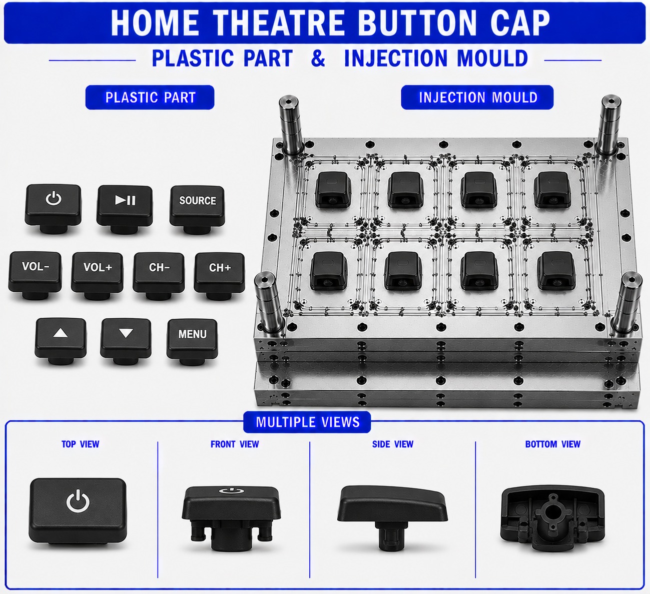 Home Theater Plastic Button Cap Mould and Moulding Service